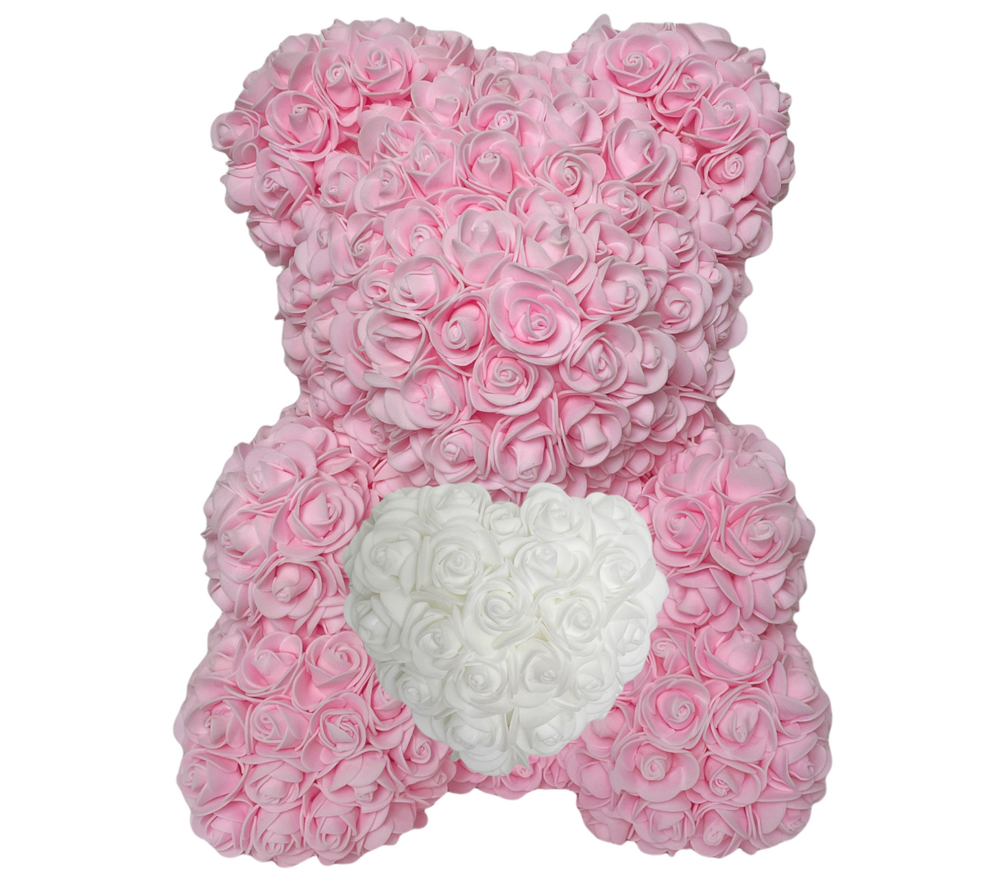 Rosenbär 40 cm rosa Herz weiß