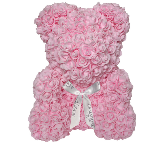 Rosenbär 40 cm rosa mit Schleife