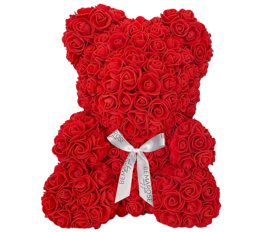 Rosenbär 40 cm rot mit Schleife